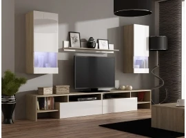 Sektsioon EGO valge kõrgläige/tamm sonoma