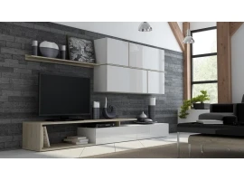 Sektsioon GOYA valge kõrgläige/matt valge/tamm sonoma