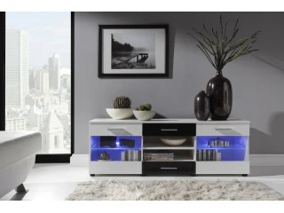 Комод LOGO I белый высокий глянец/белый матовый и черный матовый pilt