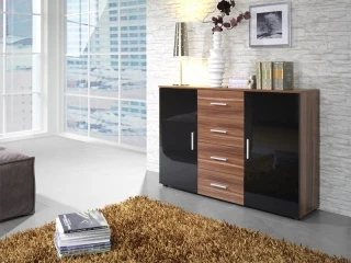 Kummut UNI ploomipuit ja must kõrgläige/ploomipuit pilt