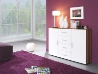 Kummut UNI valge kõrgläige/ploomipuit pilt 2