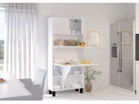 Складной стол со стеллажом HOMI глянцевый белый pilt 5