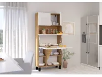 Складной стол со стеллажом HOMI дуб/белый pilt 5