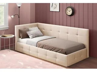 Voodi 90x200 BOSS tõstemehhanismiga - Beež pilt