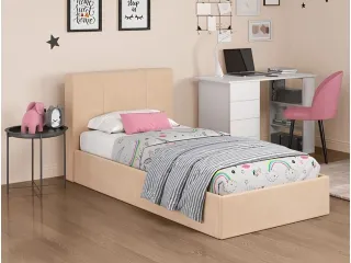 Voodi 90x190 MARCEL tõstemehhanismiga - Beež pilt