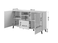 Chest of drawers ABETO mat white/ gloss white pilt 5