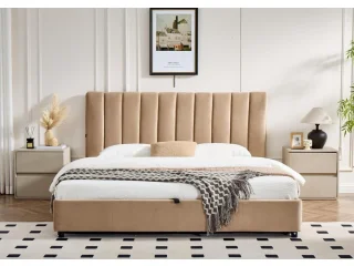 Кровать 140x200 MILANA с подъемным механизмом - Бежевая pilt